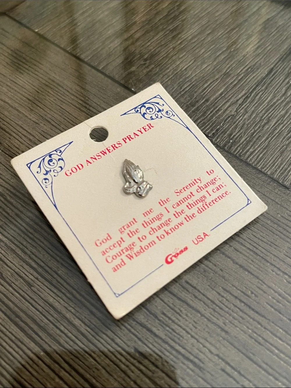 Vintage “God Answers Prayer” Silver-tone Praying Hands Pin